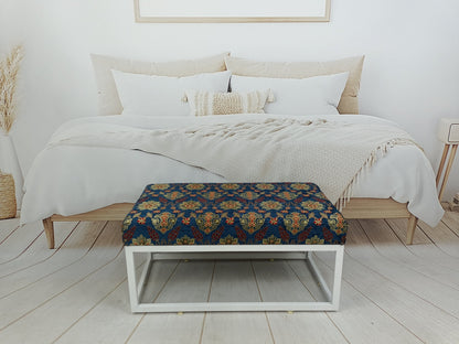 Upholstered Bench, Entryway Bench, Modern Ottoman, Handmade Furniture, Blue Fabric Bench, Piano Bench, Funky Chair, Window Seat