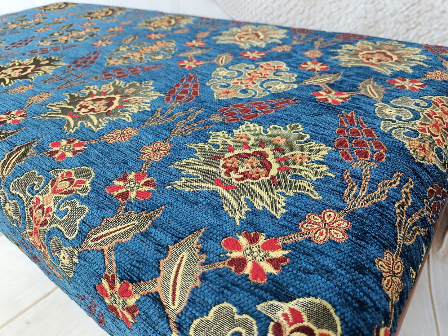 Upholstered Bench, Entryway Bench, Modern Ottoman, Handmade Furniture, Blue Fabric Bench, Piano Bench, Funky Chair, Window Seat