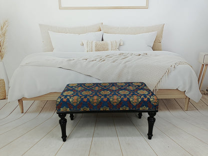 Upholstered Bench, Entryway Bench, Modern Ottoman, Handmade Furniture, Blue Fabric Bench, Piano Bench, Funky Chair, Window Seat