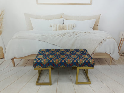 Upholstered Bench, Entryway Bench, Modern Ottoman, Handmade Furniture, Blue Fabric Bench, Piano Bench, Funky Chair, Window Seat