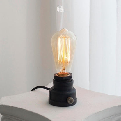 Industrial Retro Table Lamp with Brass Dimmer & Edison Bulb