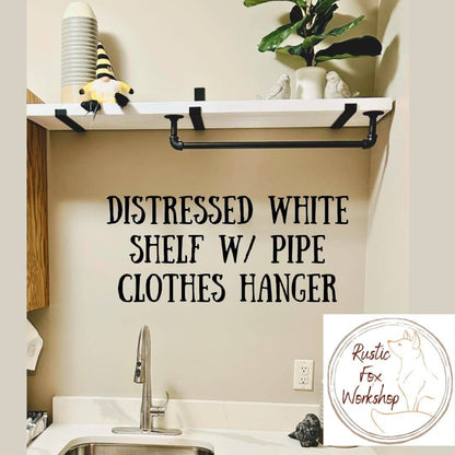Industrial Pipe Clothes or Towel Bar with or without Solid Wood Shelf