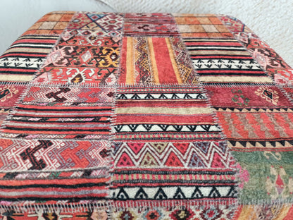 Vanity stool, handmade footstool, upholstered footstool, handmade furniture, patio furniture, small chair, kilim bench