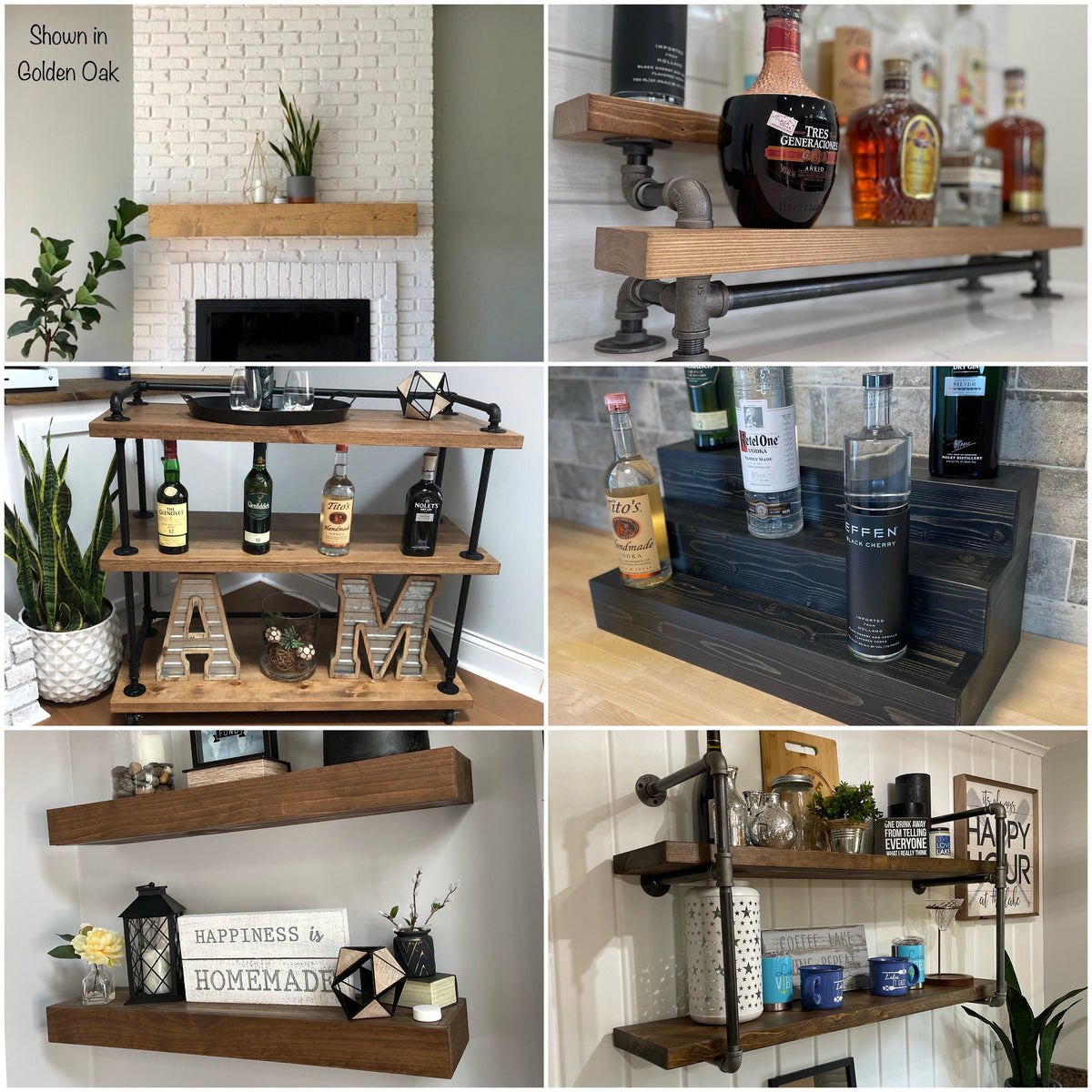 Freestanding Industrial Liquor Display, Black Pipe Tiered Shelving, Bar Organizer, Alcohol Bottle Display