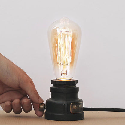 Industrial Retro Table Lamp with Brass Dimmer & Edison Bulb