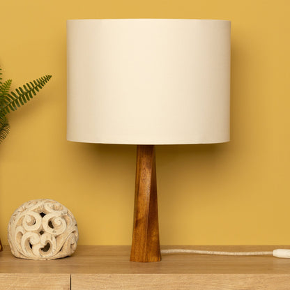 Distortion Wood Table Lamp with Fabric Shade, Modern Bedside Light