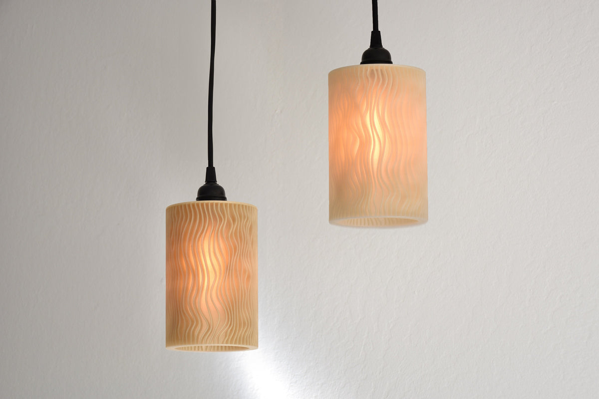 Bio Shroom Ribbed Pendant Lamp with Organic 3D-Printed Shade
