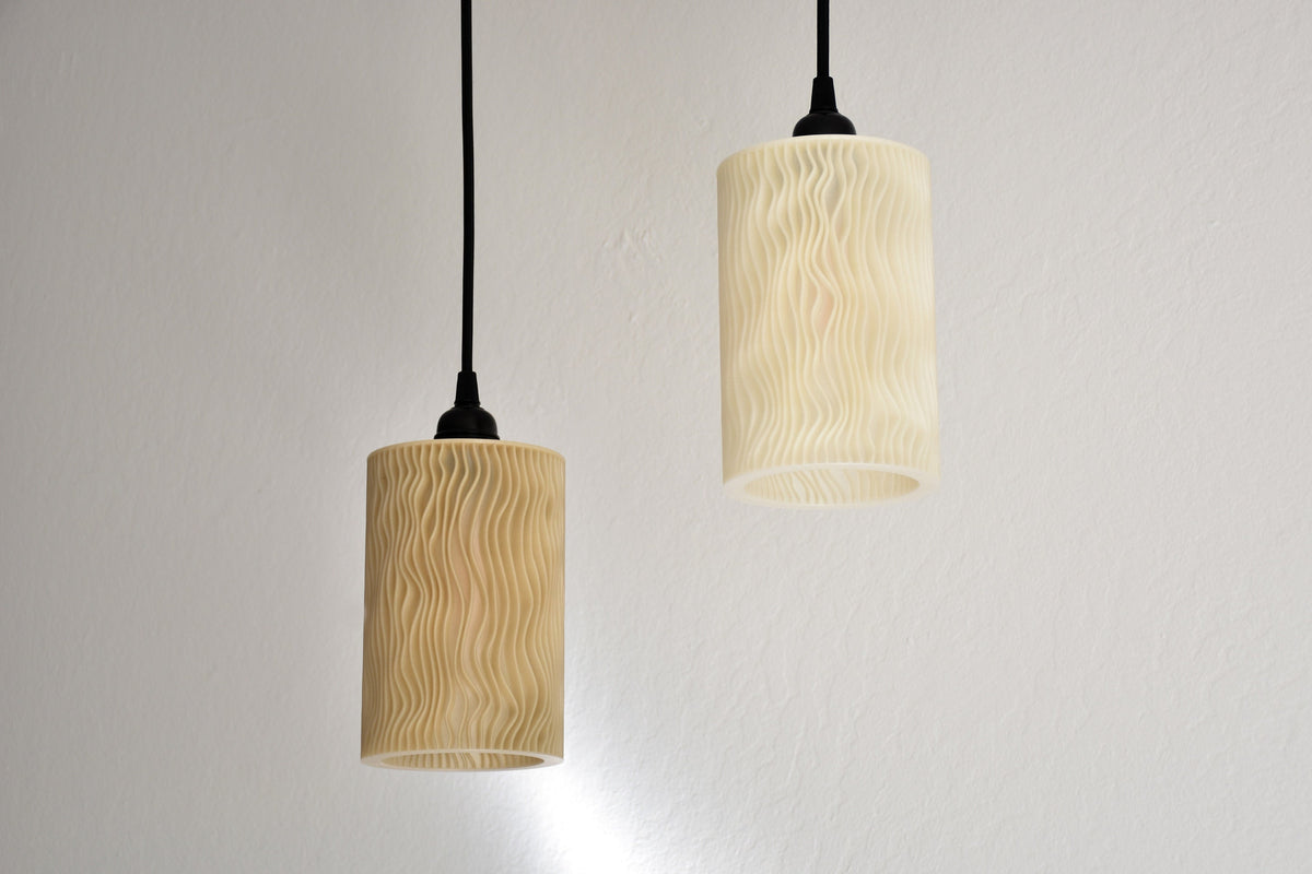 Bio Shroom Ribbed Pendant Lamp with Organic 3D-Printed Shade