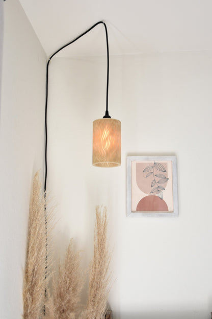 Bio Shroom Ribbed Pendant Lamp with Organic 3D-Printed Shade