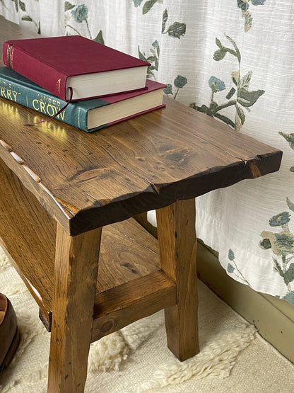 Hand Distressed Entryway Bench with Shelf, Bench Seat with Storage