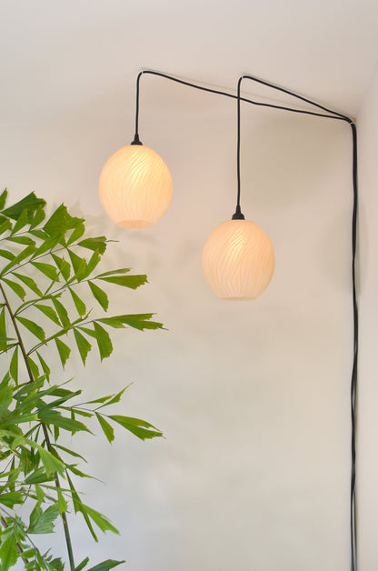Mycota Ribbed Pendant Lamp with Organic 3D-Printed Shade