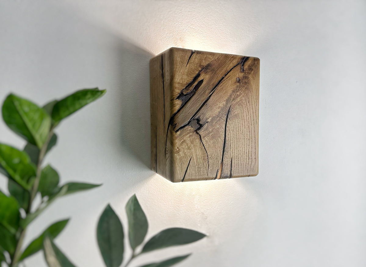 Reclaimed Wood Wall Sconce with GU10 LED, Hardwired or Plug-In
