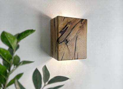 Reclaimed Wood Wall Sconce with GU10 LED, Hardwired or Plug-In