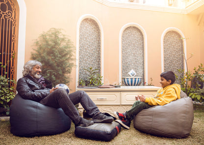 Pure Leather Bean Bag Chair | Rustic Handmade Lounger (Cover Only)
