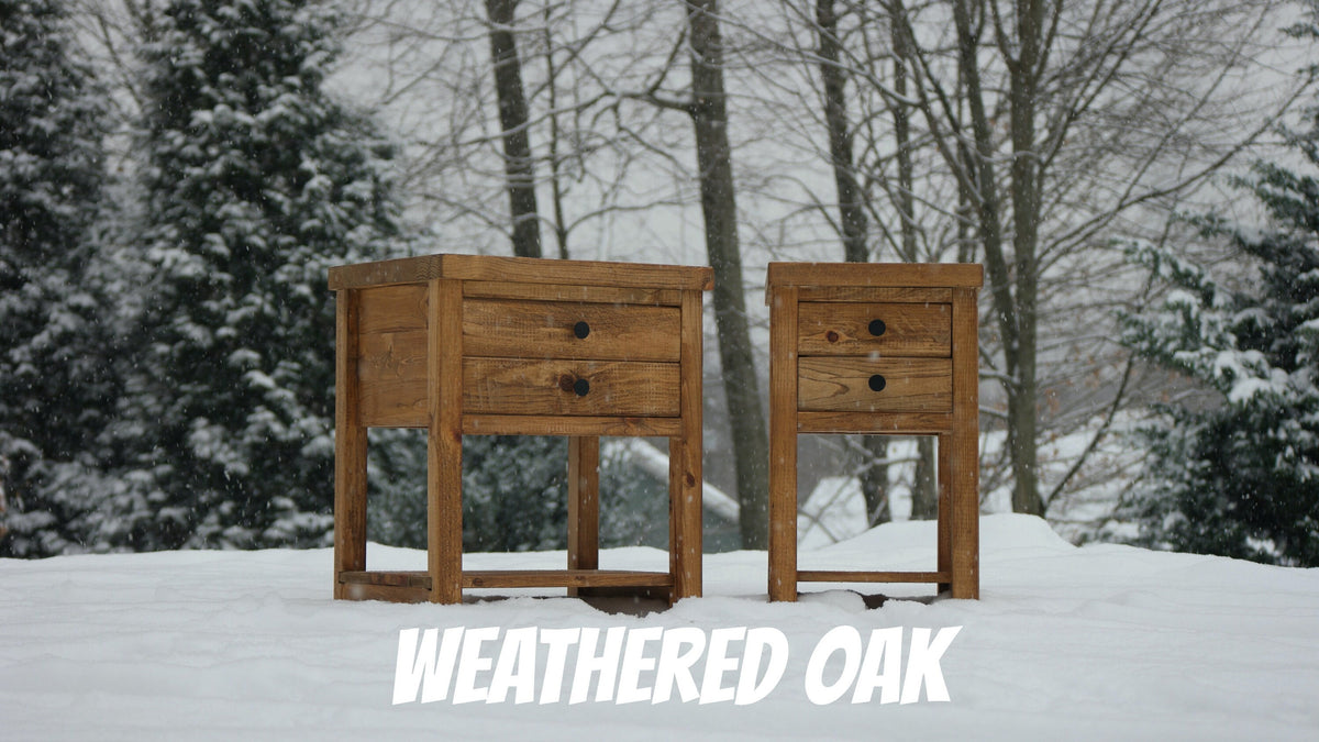 Rustic Solid Wood Nightstand with 2 Drawers and Shelf : Country Style