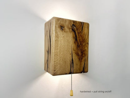 Reclaimed Wood Wall Sconce with GU10 LED, Hardwired or Plug-In