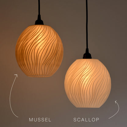 Mycota Ribbed Pendant Lamp with Organic 3D-Printed Shade