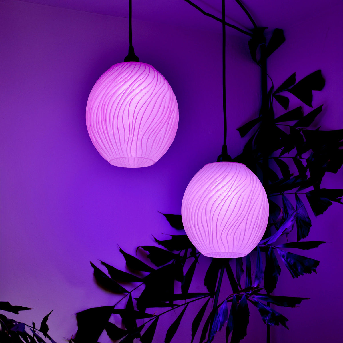 Mycota Ribbed Pendant Lamp with Organic 3D-Printed Shade