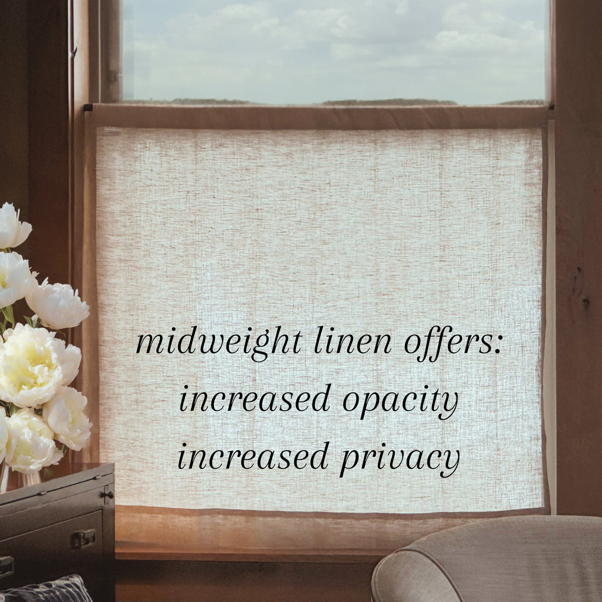 Modern Minimalist Linen Cafe Curtains - Custom Fit - Made to Measure in 100% Linen