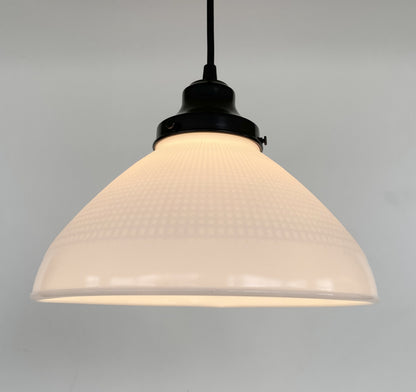 Antique PENDANT Light of Milk Glass Soft Waffle Pattern - Opal Flush Mount Ceiling Chandelier Lighting Fixture Farmhouse Kitchen Dining Room