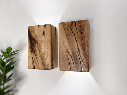 Reclaimed Wood Wall Sconce with GU10 LED, Hardwired or Plug-In