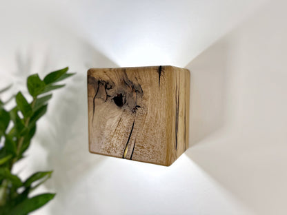 Reclaimed Wood Wall Sconce with GU10 LED, Hardwired or Plug-In