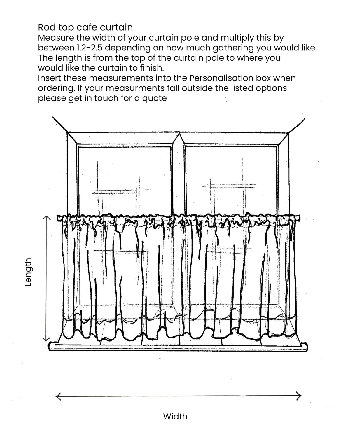 Sheer Cotton Cafe Curtain with Rod Pocket, Custom Short Window Panel