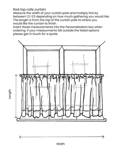 Sheer Cotton Cafe Curtain with Rod Pocket, Custom Short Window Panel