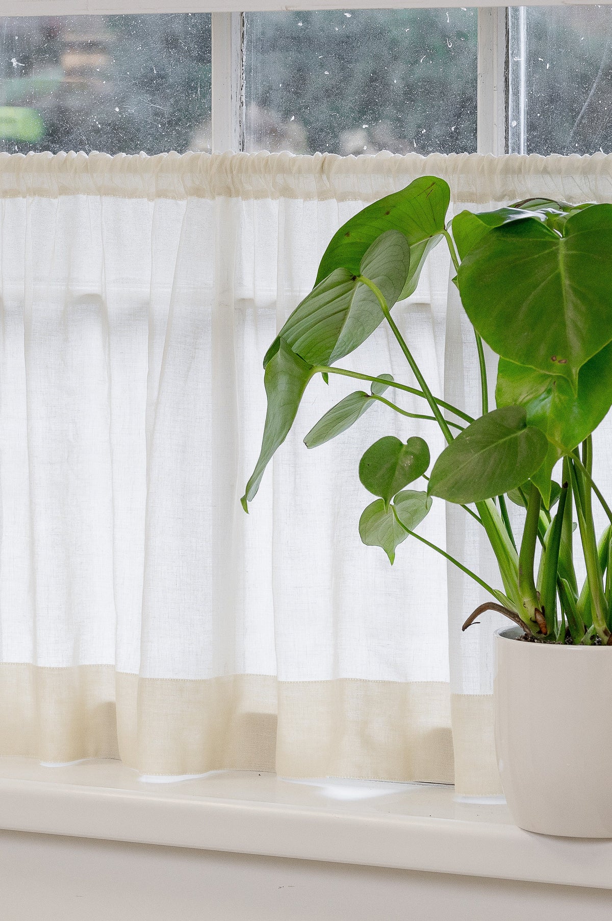 Sheer Cotton Cafe Curtain with Rod Pocket, Custom Short Window Panel