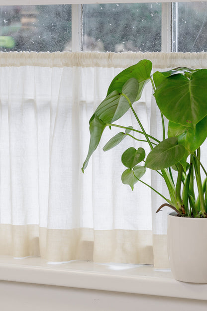 Sheer Cotton Cafe Curtain with Rod Pocket, Custom Short Window Panel