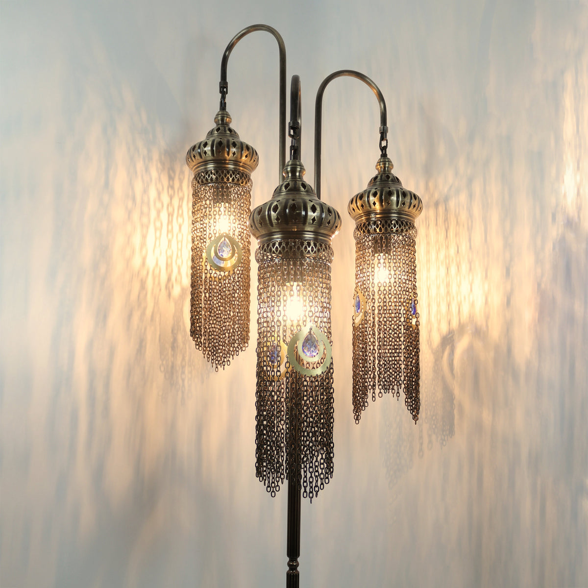 Turkish Floor Lamp Chain Pattern 3 Bough Tree Design