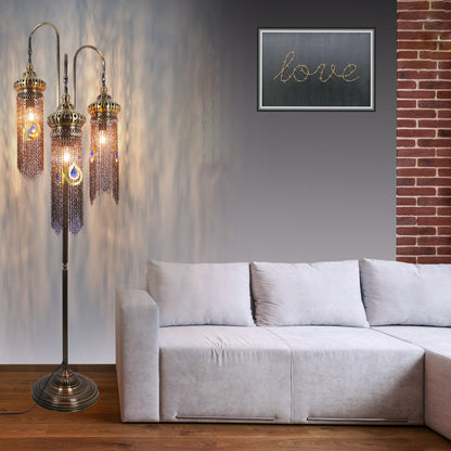 Turkish Floor Lamp Chain Pattern 3 Bough Tree Design