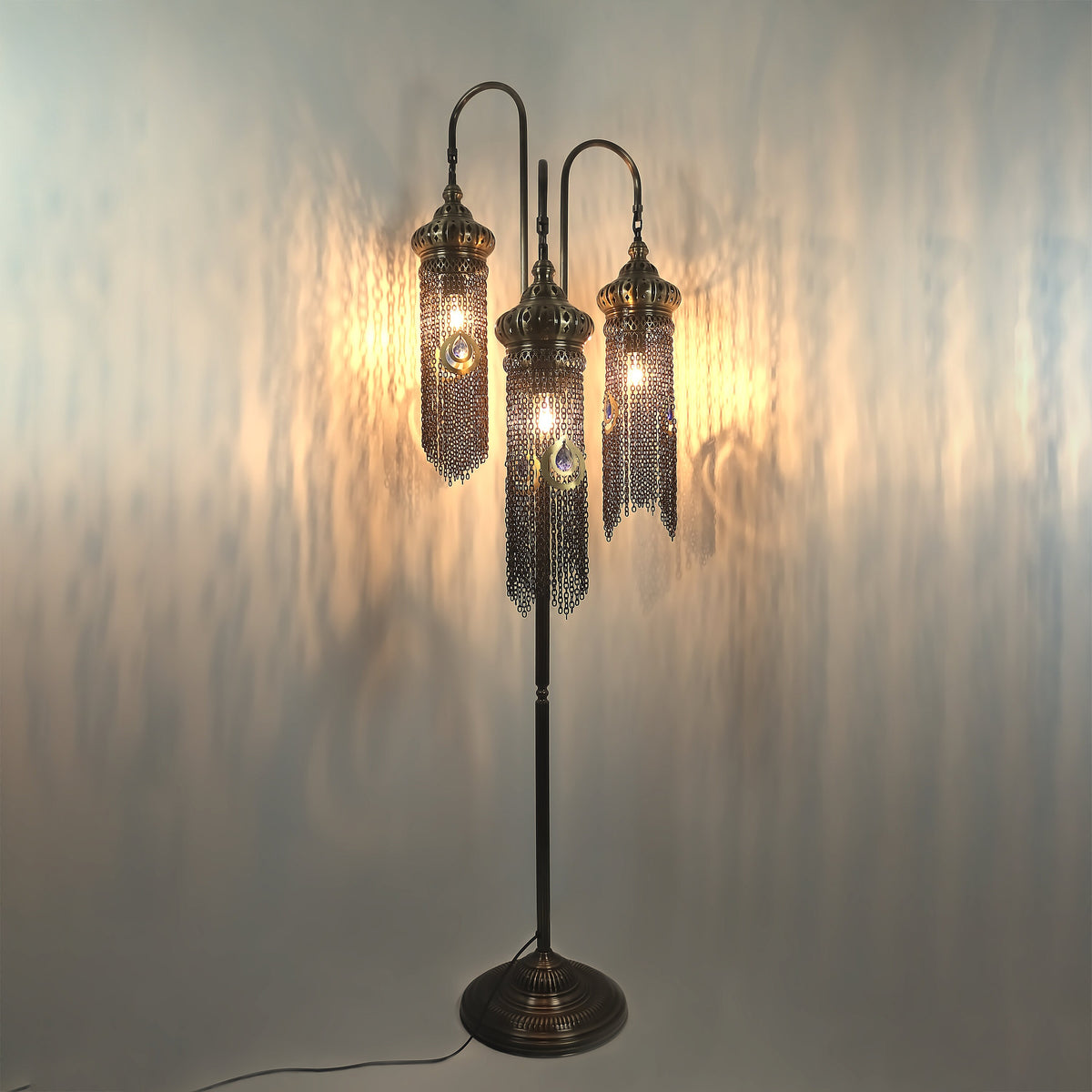 Turkish Floor Lamp Chain Pattern 3 Bough Tree Design