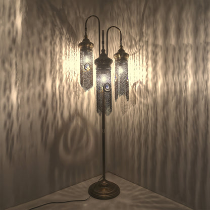 Turkish Floor Lamp Chain Pattern 3 Bough Tree Design