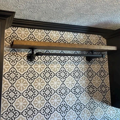 Laundry Room Bar with attached wood shelf, Clothing Rack,  Drying bar, closet clothes rack, metal pipe clothes bar