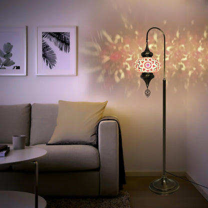 Turkish Mosaic Floor Lamps Swanneck Style Big Globe Standing Lights