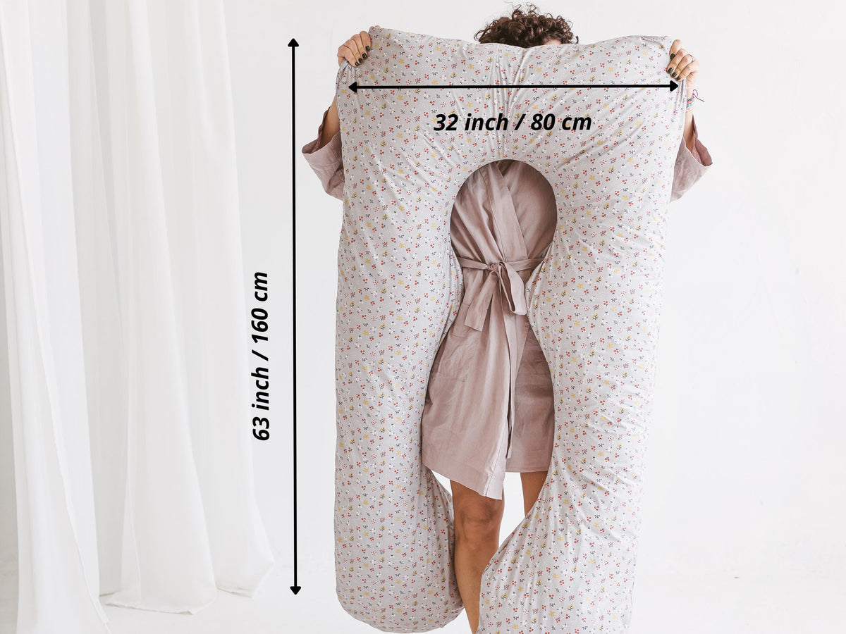 Pregnancy Pillow, Organic Body Pillow, Nursing Pillow, Maternity Pillow, Breastfeeding Pillow, Side Sleeper Pillow, Cuddle Cushion,Wife Gift