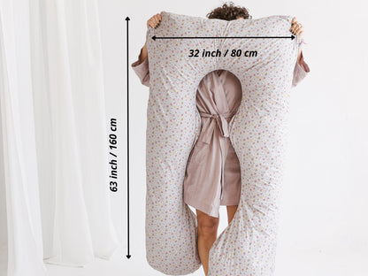 Pregnancy Pillow, Organic Body Pillow, Nursing Pillow, Maternity Pillow, Breastfeeding Pillow, Side Sleeper Pillow, Cuddle Cushion,Wife Gift