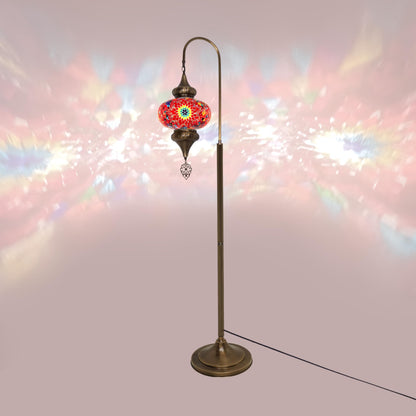 Turkish Mosaic Floor Lamps Swanneck Style Big Globe Standing Lights