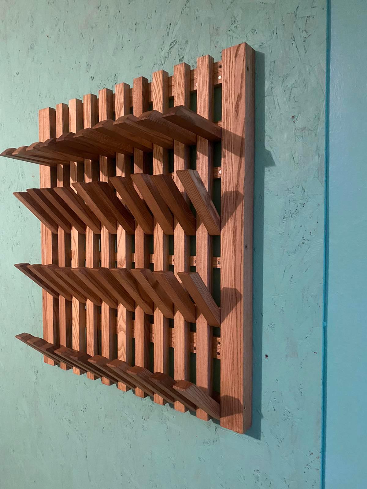 Wall-mounted organizer, coat rack, natural wood, Oak