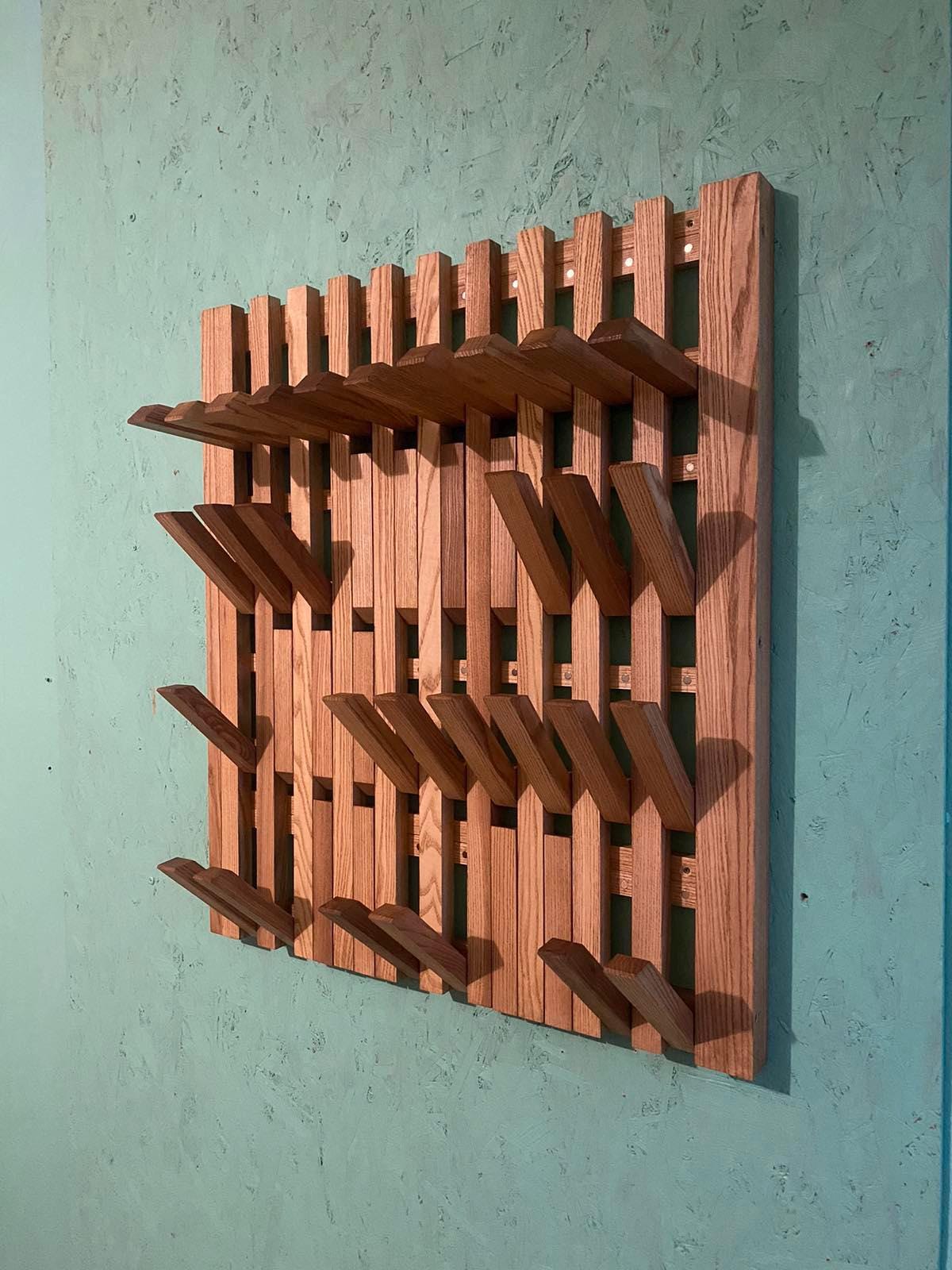 Wall-mounted organizer, coat rack, natural wood, Oak