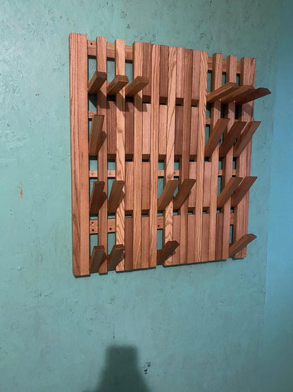 Wall-mounted organizer, coat rack, natural wood, Oak