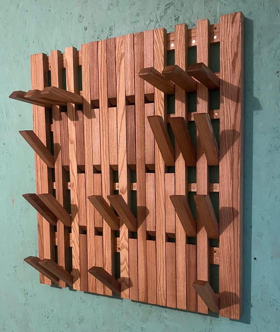 Wall-mounted organizer, coat rack, natural wood, Oak