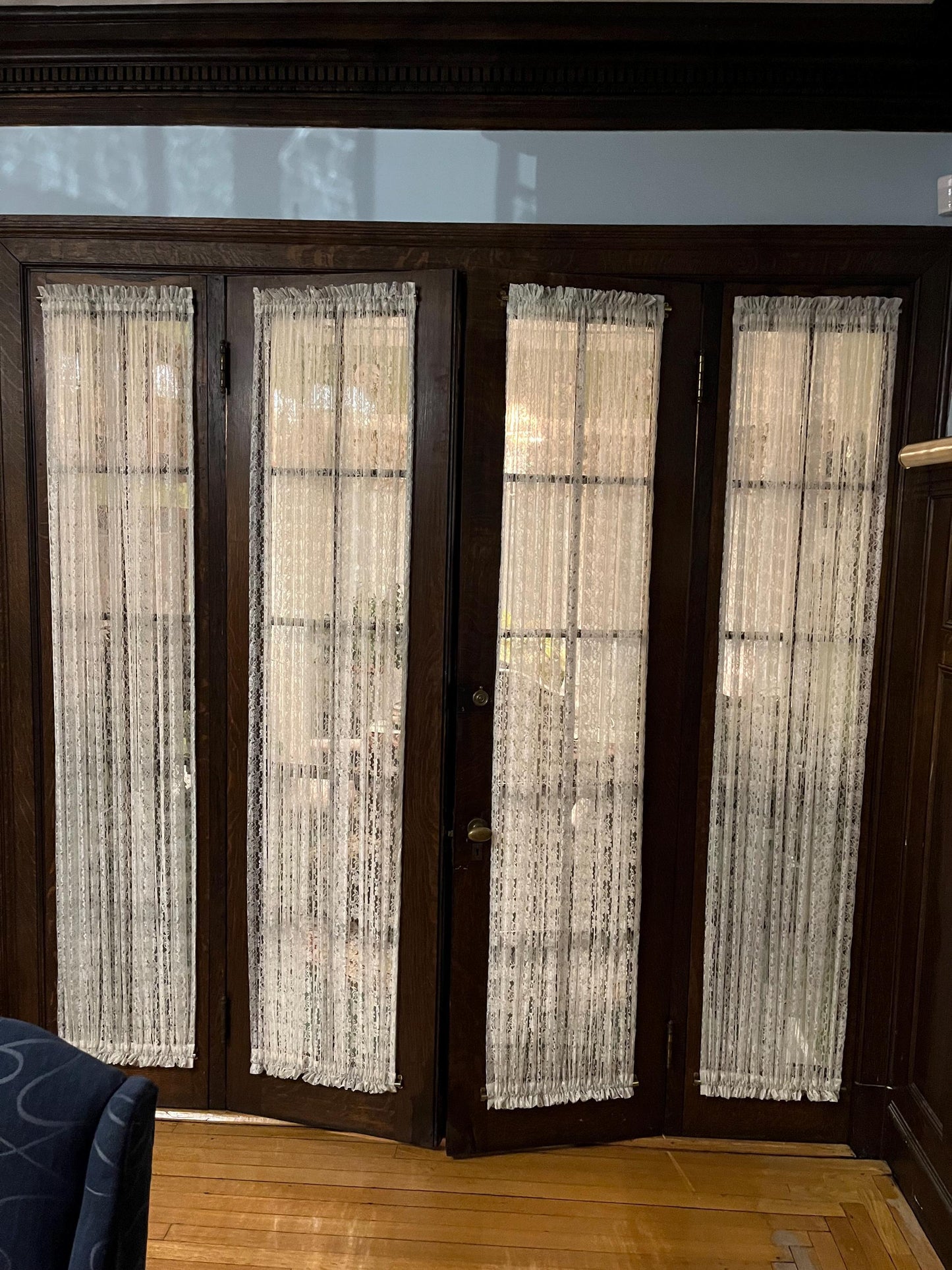 Floral Lace French Door Curtain Panel, Custom Sheer Window Curtain