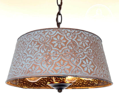 Ornate Copper Farmhouse Chandelier with Adjustable Chain