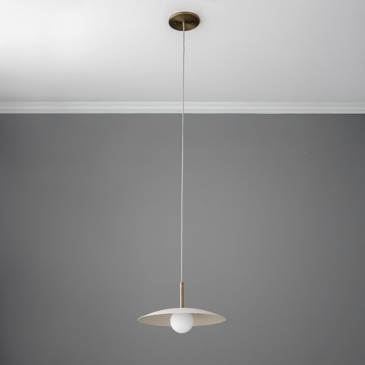 Modern Disc Pendant Light with Brass Accent & G9 Socket