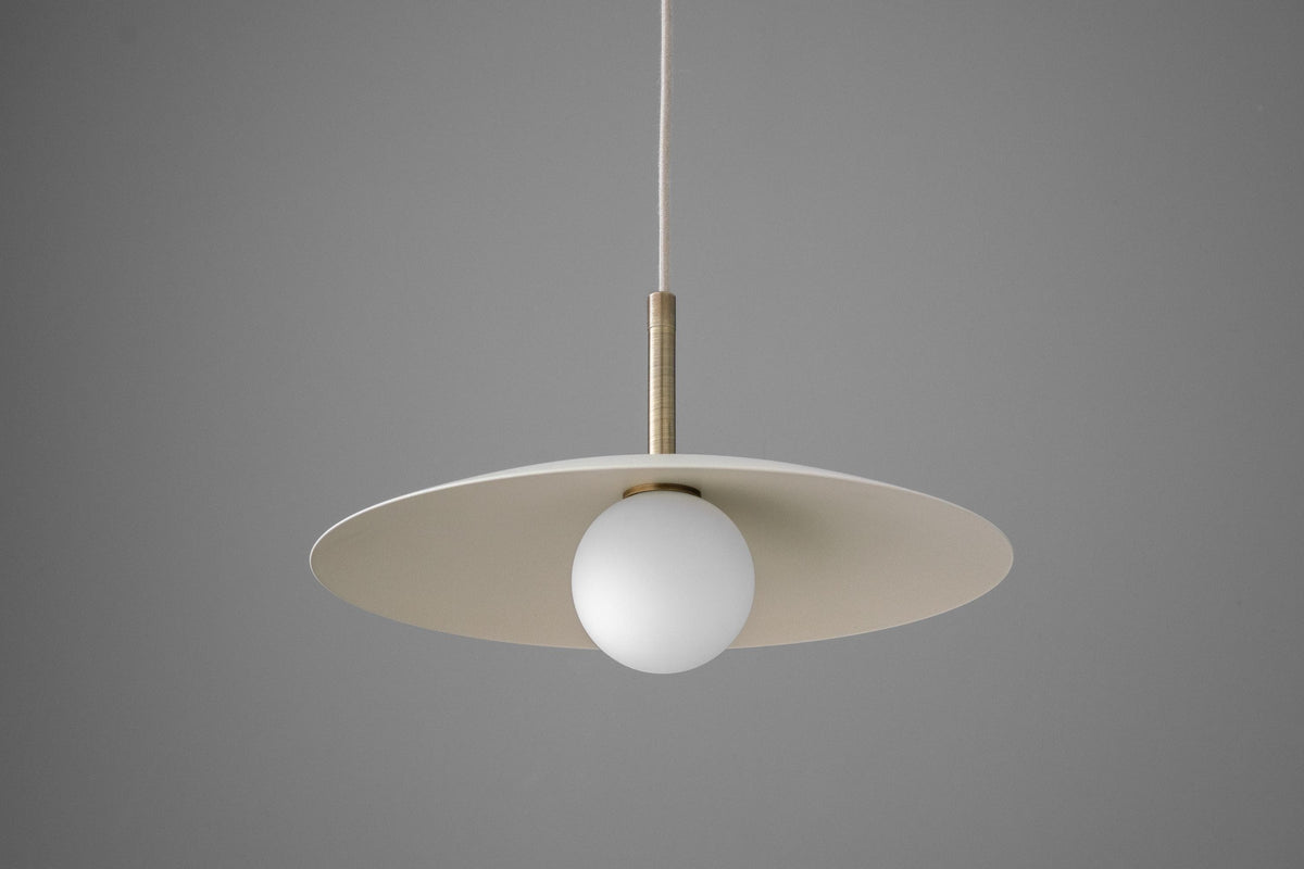Modern Disc Pendant Light with Brass Accent & G9 Socket