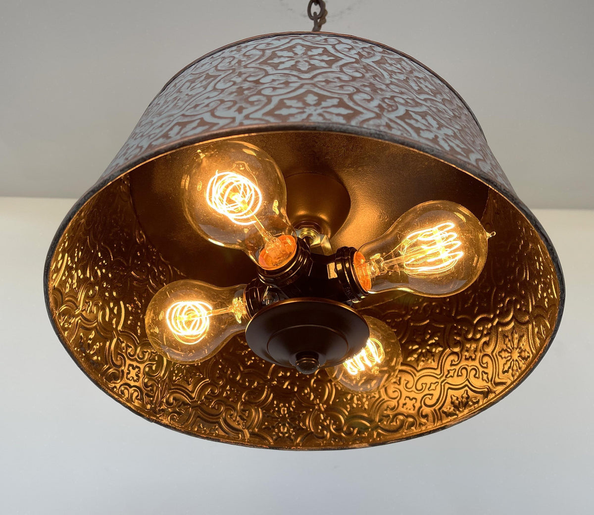 Ornate Copper Farmhouse Chandelier with Adjustable Chain