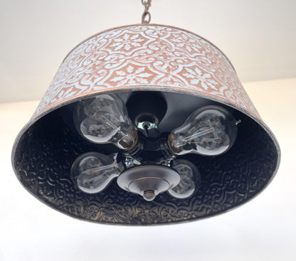 Ornate Copper Farmhouse Chandelier with Adjustable Chain