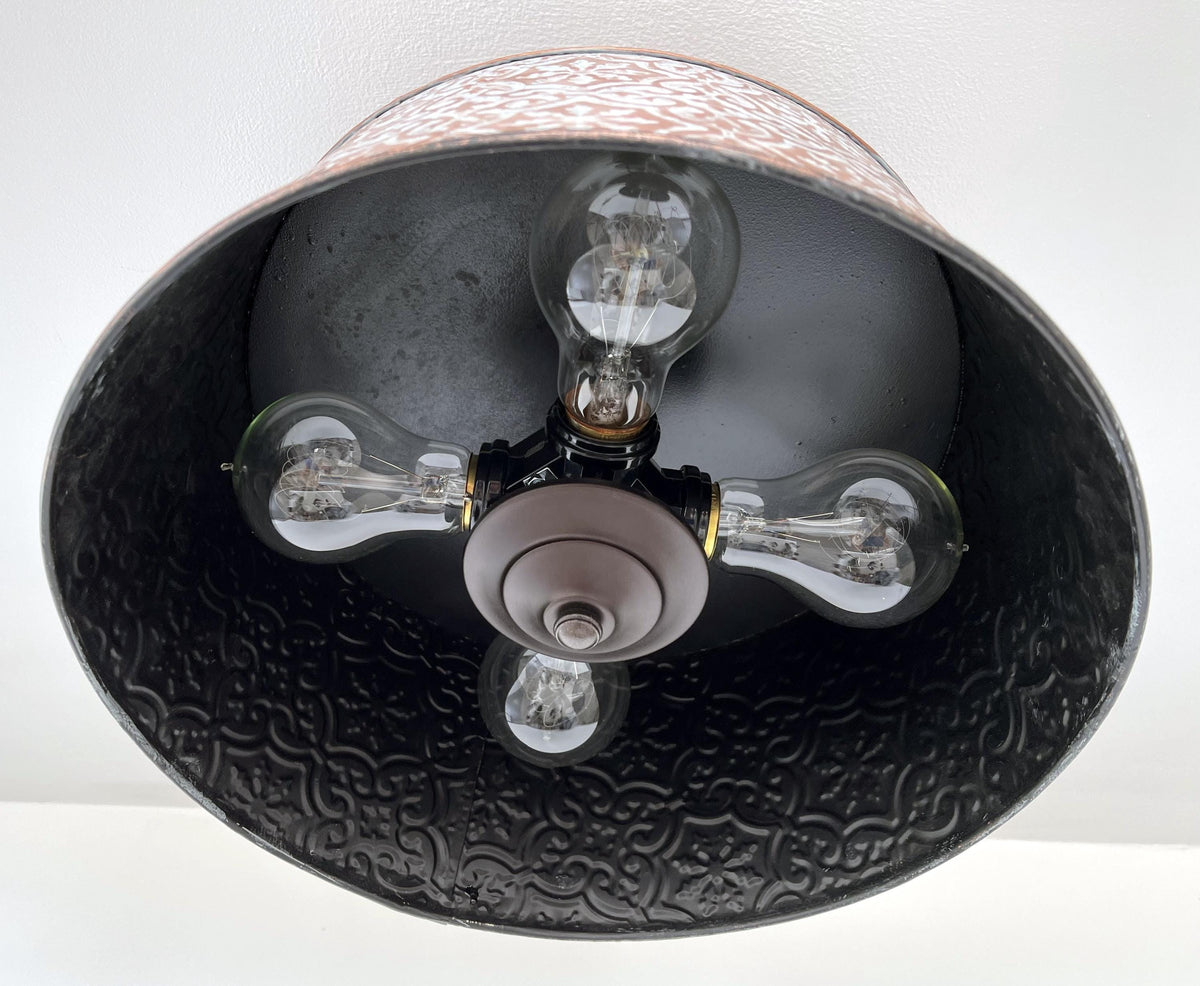 Ornate Copper Flush Mount Ceiling Light with Decorative Pattern